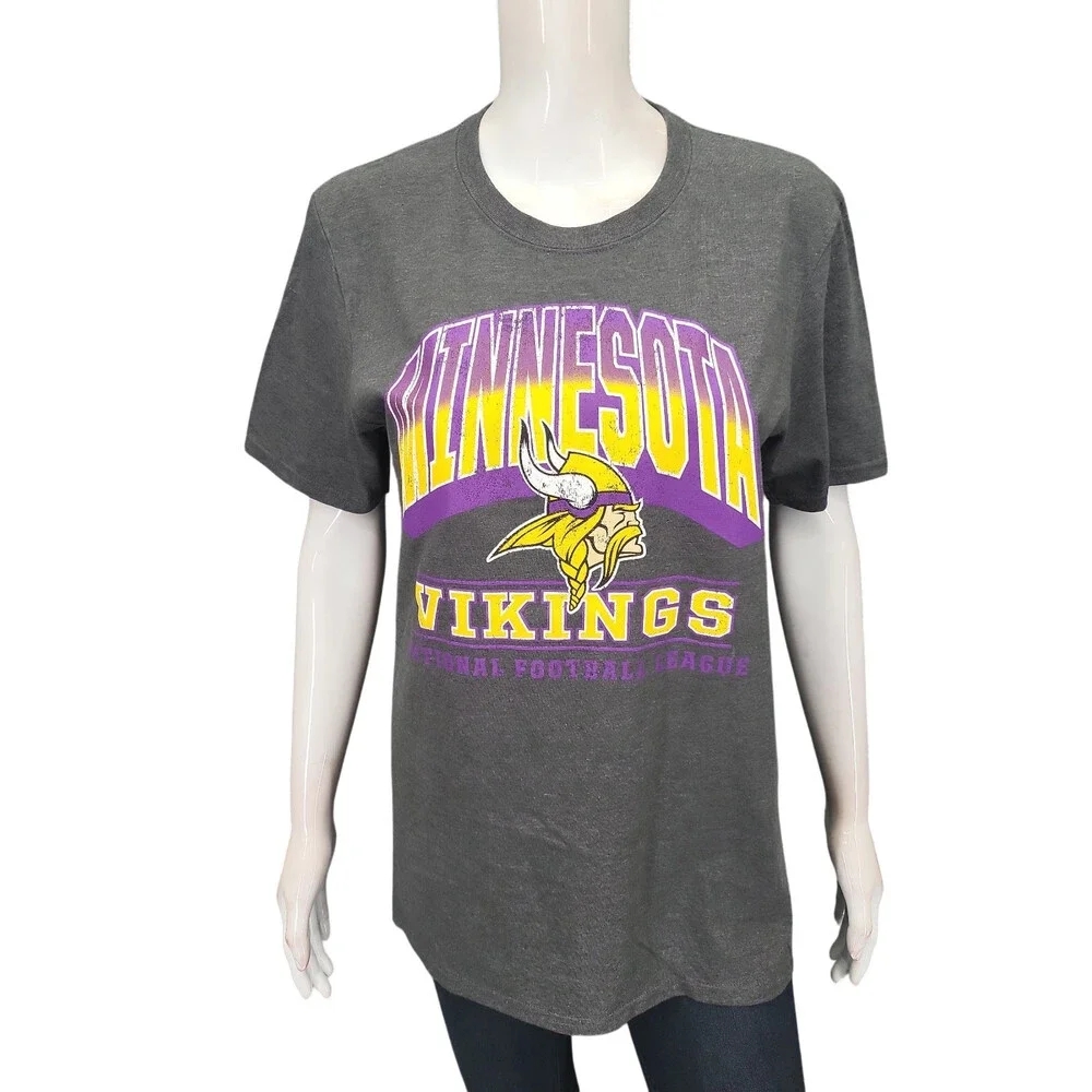 Minnesota Vikings NFL Football Gray Adults Tee Shirt Top Size Medium